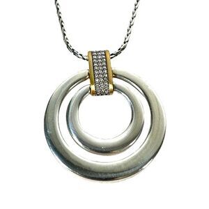 Brighton MERIDIAN TEMPO Two-Tone Crystal Silver Pendant Necklace MSRP $98 NEW